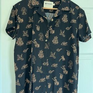 Pyknic Black Patterned Men's Casual Shirt